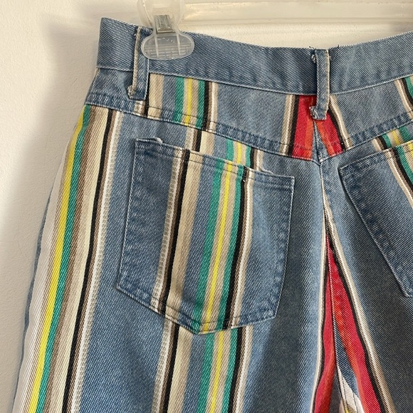 VTG 90s Revival Shorts 10 Bermuda 28” waist ColorBlock Blue Striped Indie 5” - Picture 8 of 15